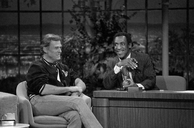 25 Aug 1981, Burbank, California, USA --- Robert Culp appears as a guest on "The Tonight Show" while Bill Cosby is guest-hosting. The two starred together in the 1960s TV series "I Spy". --- Image by © Bettmann/CORBIS