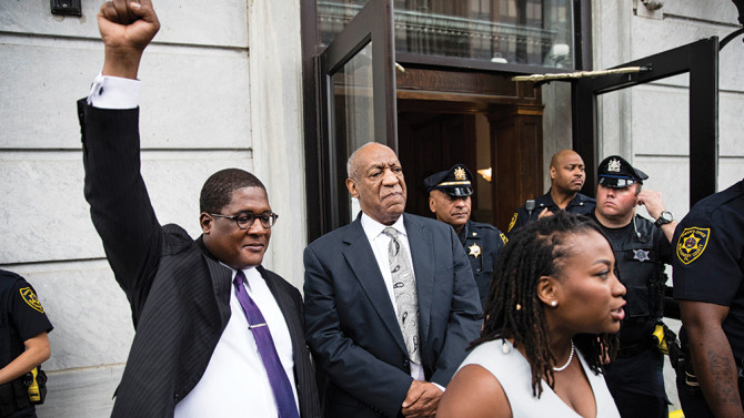 Copyright 2017 The Associated Press. All rights reserved. This material may not be published, broadcast, rewritten or redistributed without permission. Mandatory Credit: Photo by AP/REX/Shutterstock (8871267eu) Bill Cosby after a mistrial in his sexual assault case in at the Montgomery County Courthouse in Norristown, Pa., . Cosby's trial ended without a verdict after jurors failed to reach a unanimous decision Bill Cosby, Norristown, USA - 17 Jun 2017
