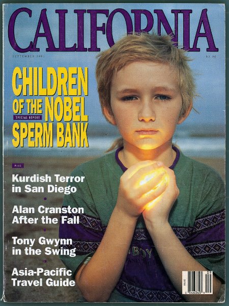 Wunderkind Doron Blake auf dem Cover des Magazins "California" im September 1993. Seine Mutter Afton Blake ließ sich Anfang der achtziger Jahre mit dem Sperma eines unbekannten Nobelpreisträgers aus der "Genie-Samenbank" von Robert Graham befruchten.