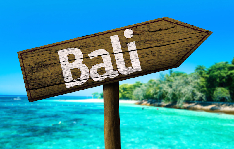 Bali sign on the beach