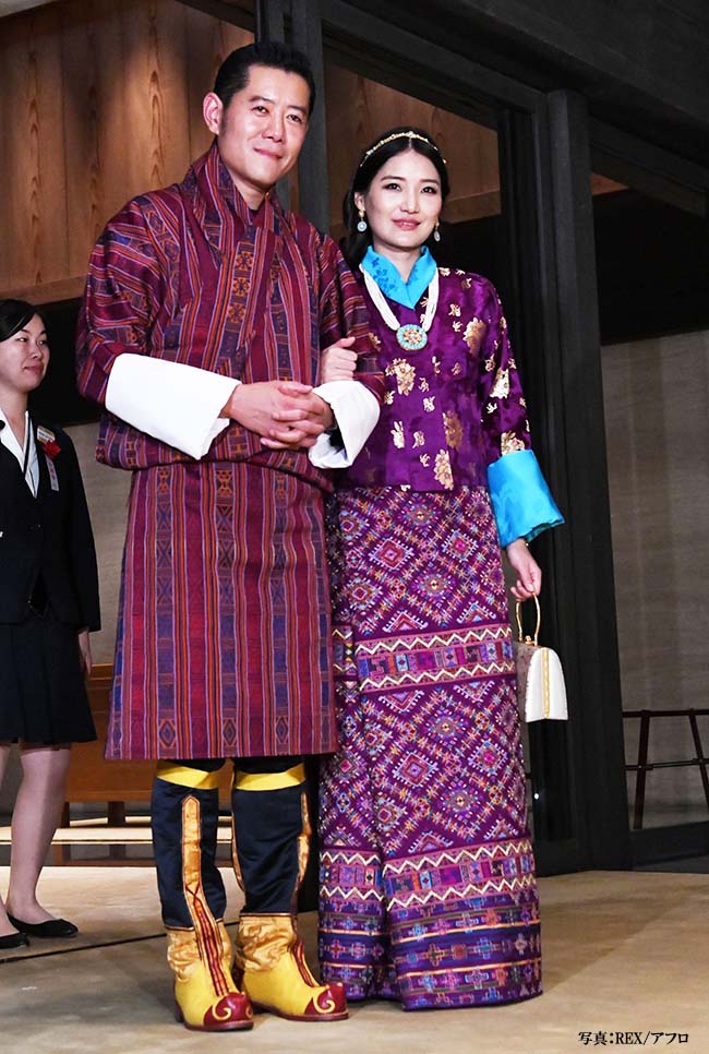 Mandatory Credit: Photo by Robin Utrecht/Shutterstock (10453394bd) King Jigme Khesar Namgyel Wangchuck and Majesty Queen Jetsun Pema Wangchuck Imperial state banquet, Tokyo, Japan - 22 Oct 2019