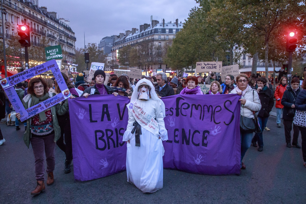 Women protest against sexual violence in Paris