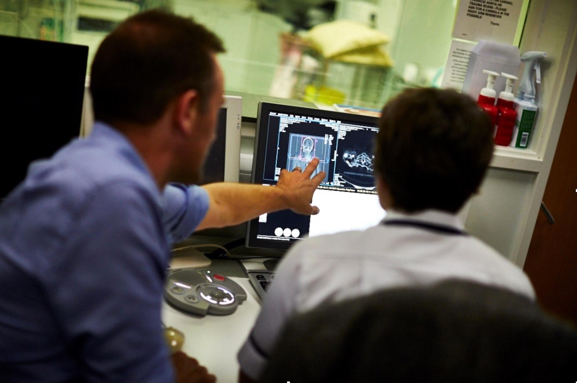 Gareth Iball of Medical Physics Department in Leeds performs a high-resolution CT scan