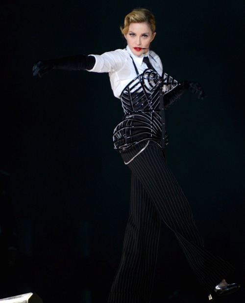 Madonna performs on stage during her "MDNA" tour at Ramat Gan Stadium on May 31, 2012 in Tel Aviv, Israel.