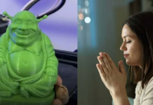 女子诚恳礼拜神像,朋友一看傻眼了:拜了四年怪物史莱克